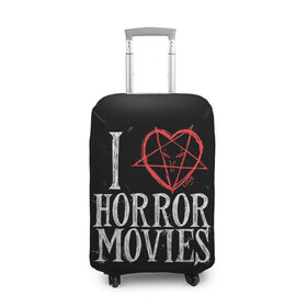 Чехол для чемодана 3D с принтом I Love Horror Movies в Петрозаводске, 86% полиэфир, 14% спандекс | двустороннее нанесение принта, прорези для ручек и колес | 666 | blood | dracula | horror | i | inside | love | movies | pentagram | scream | vampire | вампир | внутри | дракула | древний | крик | кровь | люблю | пентаграмма | ужасы | фильмы | хоррор | я
