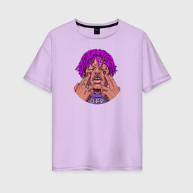 Женская футболка хлопок Oversize с принтом Lil Uzi Vert в Петрозаводске, 100% хлопок | свободный крой, круглый ворот, спущенный рукав, длина до линии бедер
 | lil | luv | music | off | верт | лил | музыка | реп | рэп | узи | фиолетовый