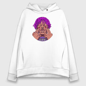 Женское худи Oversize хлопок с принтом Lil Uzi Vert в Петрозаводске, френч-терри — 70% хлопок, 30% полиэстер. Мягкий теплый начес внутри —100% хлопок | боковые карманы, эластичные манжеты и нижняя кромка, капюшон на магнитной кнопке | lil | luv | music | off | верт | лил | музыка | реп | рэп | узи | фиолетовый