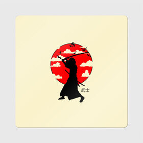 Магнит виниловый Квадрат с принтом Japan samurai в Петрозаводске, полимерный материал с магнитным слоем | размер 9*9 см, закругленные углы | boy | japan style | japanese aesthetics | ninja | samurai | воин | иероглифы | катана | красная луна | меч | ниндзя | рыцарь | самурай | солдат | харакири | черный самурай | япония | японская анимация | японская эстетика