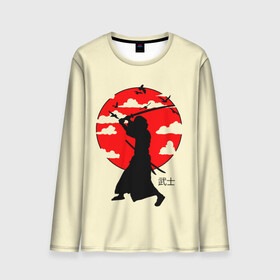 Мужской лонгслив 3D с принтом Japan samurai в Петрозаводске, 100% полиэстер | длинные рукава, круглый вырез горловины, полуприлегающий силуэт | Тематика изображения на принте: boy | japan style | japanese aesthetics | ninja | samurai | воин | иероглифы | катана | красная луна | меч | ниндзя | рыцарь | самурай | солдат | харакири | черный самурай | япония | японская анимация | японская эстетика