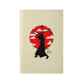 Обложка для паспорта матовая кожа с принтом Japan samurai в Петрозаводске, натуральная матовая кожа | размер 19,3 х 13,7 см; прозрачные пластиковые крепления | Тематика изображения на принте: boy | japan style | japanese aesthetics | ninja | samurai | воин | иероглифы | катана | красная луна | меч | ниндзя | рыцарь | самурай | солдат | харакири | черный самурай | япония | японская анимация | японская эстетика
