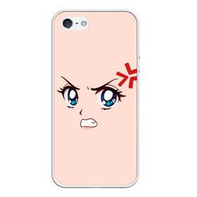 Чехол для iPhone 5/5S матовый с принтом Angry anime girl в Петрозаводске, Силикон | Область печати: задняя сторона чехла, без боковых панелей | angry | anime | art | big | eyes | face | girl | kawaii | manga | style | аниме | арт | взгляд | глаза | девушка | злой | кавай | лицо | манга