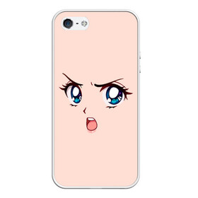 Чехол для iPhone 5/5S матовый с принтом Angry anime girl в Петрозаводске, Силикон | Область печати: задняя сторона чехла, без боковых панелей | angry | anime | art | big | eyes | face | girl | kawaii | manga | style | аниме | арт | взгляд | глаза | девушка | злой | кавай | лицо | манга