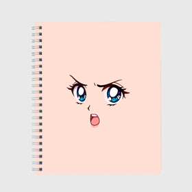 Тетрадь с принтом Angry anime girl в Петрозаводске, 100% бумага | 48 листов, плотность листов — 60 г/м2, плотность картонной обложки — 250 г/м2. Листы скреплены сбоку удобной пружинной спиралью. Уголки страниц и обложки скругленные. Цвет линий — светло-серый
 | Тематика изображения на принте: angry | anime | art | big | eyes | face | girl | kawaii | manga | style | аниме | арт | взгляд | глаза | девушка | злой | кавай | лицо | манга