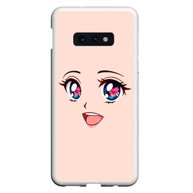 Чехол для Samsung S10E с принтом Happy anime face в Петрозаводске, Силикон | Область печати: задняя сторона чехла, без боковых панелей | angry | anime | art | big | eyes | face | girl | kawaii | manga | style | аниме | арт | глаза | девушка | кавай | лицо | манга