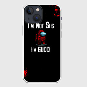 Чехол для iPhone 13 mini с принтом Among Us Gucci в Петрозаводске,  |  | 2021 | among us | gucci | impostor | space mafia | sus.puffballs united | амонг ас | амонг единорог | гуччи | импостор | инопланетяне | инопланетянин | надпись | новогодний амонг ас | с новым годом | самозванец | среди нас