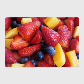 Магнитный плакат 3Х2 с принтом Фругтово-ягодное изобилие в Петрозаводске, Полимерный материал с магнитным слоем | 6 деталей размером 9*9 см | еда | клубника | манго | фрукт | фрукты | черника | ягода | ягоды