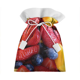 Подарочный 3D мешок с принтом Фругтово-ягодное изобилие в Петрозаводске, 100% полиэстер | Размер: 29*39 см | еда | клубника | манго | фрукт | фрукты | черника | ягода | ягоды