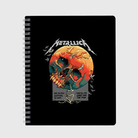 Тетрадь с принтом Metallica в Петрозаводске, 100% бумага | 48 листов, плотность листов — 60 г/м2, плотность картонной обложки — 250 г/м2. Листы скреплены сбоку удобной пружинной спиралью. Уголки страниц и обложки скругленные. Цвет линий — светло-серый
 | metal | metallica | rock | джеймс хэтфилд | классика | легенда | метал | металлика | популярное | рок | рокгруппа