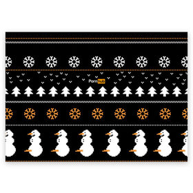 Поздравительная открытка с принтом PORN HUB в Петрозаводске, 100% бумага | плотность бумаги 280 г/м2, матовая, на обратной стороне линовка и место для марки
 | Тематика изображения на принте: 2021 | new year | новый 2021 год | новый год | поцелуй меня | с новым годом | свитер | свитер на новый год | сердечки