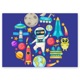 Поздравительная открытка с принтом Pornhub space в Петрозаводске, 100% бумага | плотность бумаги 280 г/м2, матовая, на обратной стороне линовка и место для марки
 | Тематика изображения на принте: astronaut | comet | cosmos | moon | planet | rocet | space | star | звезда | космонавт | космос | планета | ракета