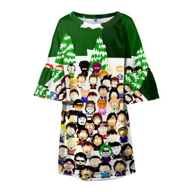 Детское платье 3D с принтом Южный Парк / South Park . в Петрозаводске, 100% полиэстер | прямой силуэт, чуть расширенный к низу. Круглая горловина, на рукавах — воланы | south park | ubisoft | woodland critter christmas | кенни | мультсериал | стэн | южный парк