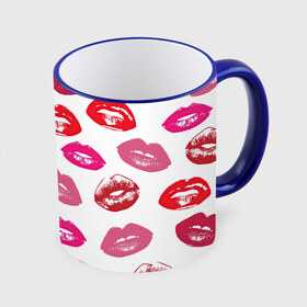 Кружка с принтом Губы в Петрозаводске, керамика | ёмкость 330 мл | Тематика изображения на принте: арт | бардовый | губы | косметика | красный | помада | поцелуи | поцелуй | рисунок | розовый