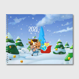 Альбом для рисования с принтом Новый год 2021 в Петрозаводске, 100% бумага
 | матовая бумага, плотность 200 мг. | 2021 | 7 января | bull | newyear | santa | бык | быки | бычок | год быка | дед мороз | корова | новогодние каникулы | новогодние праздники | новый 2021 | новый год | новый год 2021 | рождество | сани | санта | санта клаус