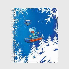 Тетрадь с принтом Brawl Stars (Snowboarding) в Петрозаводске, 100% бумага | 48 листов, плотность листов — 60 г/м2, плотность картонной обложки — 250 г/м2. Листы скреплены сбоку удобной пружинной спиралью. Уголки страниц и обложки скругленные. Цвет линий — светло-серый
 | brawl | break dance | leon | moba | skateboard | stars | supercell | surfing | игра | коллаборация | коллаж | колоборация | паттерн