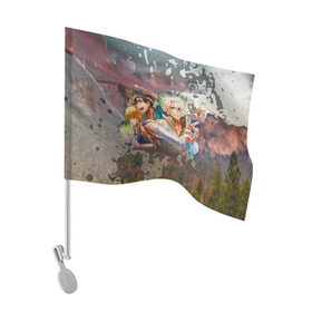 Флаг для автомобиля с принтом Доктор Стоун в Петрозаводске, 100% полиэстер | Размер: 30*21 см | dr. stone | ishigami | senkuu | доктор стоун | ишигами | сенку | сэнку исигами