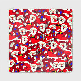 Магнит виниловый Квадрат с принтом Дед Санта в Петрозаводске, полимерный материал с магнитным слоем | размер 9*9 см, закругленные углы | Тематика изображения на принте: 2021 | 2022 | new year | tiger | гирлянда | год тигра | дед мороз | елка | клаус | конфеты | нг | новый год | носок | подарок | рождество | с | санта | снег | снеговик | снежинка | шары