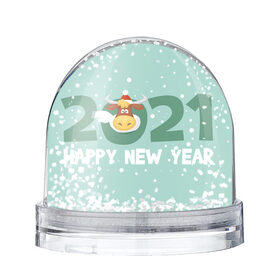 Снежный шар с принтом Happy New Year 2021 в Петрозаводске, Пластик | Изображение внутри шара печатается на глянцевой фотобумаге с двух сторон | bull | christmas | holiday | new year | snow | symbol | winter | бык | бычок | зима | новый год | праздник | рождество | символ | снег