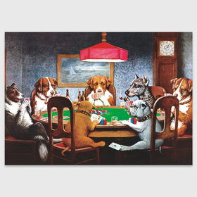Поздравительная открытка с принтом Собаки играют в покер в Петрозаводске, 100% бумага | плотность бумаги 280 г/м2, матовая, на обратной стороне линовка и место для марки
 | a friend in need | art | artist | bets | buldog | cards | chips | dogs | gambling | games | memes | picture | poker | азартные игры | бульдог | друг познается в беде | искусство | картина | карты | мемы | покер | сенбернар | собаки | собачки | ставки