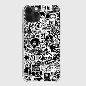 Чехол для iPhone 12 Pro Max с принтом Rock Band Logos в Петрозаводске, Силикон |  | Тематика изображения на принте: ac dc | linkin park | music | queen | radiohead | rock | rock band logos | линкин парк | музыка | ретро | рок группа | элвис