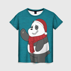 Женская футболка 3D с принтом Panda в Петрозаводске, 100% полиэфир ( синтетическое хлопкоподобное полотно) | прямой крой, круглый вырез горловины, длина до линии бедер | cartoon network | panda | vdkimel | we bare bears | вся правда о медведях | панда