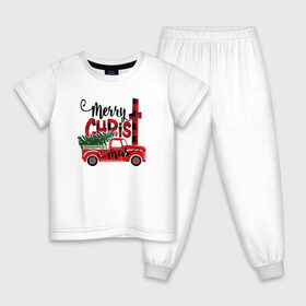 Детская пижама хлопок с принтом Merry christmas в Петрозаводске, 100% хлопок |  брюки и футболка прямого кроя, без карманов, на брюках мягкая резинка на поясе и по низу штанин
 | 2021 | covid | merry christmas | дед мороз  в маске | ковид | новогодний прикол | новый год | рождество | санта