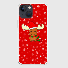 Чехол для iPhone 13 mini с принтом НОВОГОДНИЙ ОЛЕНЁНОК в Петрозаводске,  |  | 2021 | christmas | merry christmas | santa claus | дед мороз | новогодний оленёнок | новогодний олень | новый год | новый год 2021 | оленёнок | олень | рождественский олень | рождество | санта | санта клаус