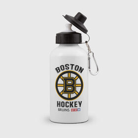 Бутылка спортивная с принтом BOSTON BRUINS NHL в Петрозаводске, металл | емкость — 500 мл, в комплекте две пластиковые крышки и карабин для крепления | Тематика изображения на принте: black | boston | bruins | hockey | ice | logo | nhl | sport | usa | бостон | брюинз | кубок | логотип | нхл | спорт | стэнли | хоккей