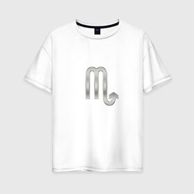 Женская футболка хлопок Oversize с принтом Скорпион в Петрозаводске, 100% хлопок | свободный крой, круглый ворот, спущенный рукав, длина до линии бедер
 | 