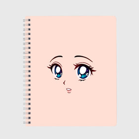 Тетрадь с принтом Surprised anime face в Петрозаводске, 100% бумага | 48 листов, плотность листов — 60 г/м2, плотность картонной обложки — 250 г/м2. Листы скреплены сбоку удобной пружинной спиралью. Уголки страниц и обложки скругленные. Цвет линий — светло-серый
 | angry | anime | art | big | eyes | face | girl | kawaii | manga | style | surprised | аниме | арт | глаза | девушка | испуганная | кавай | лицо | манга | удивленная