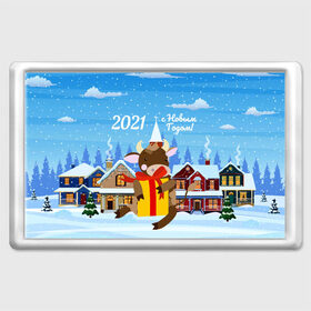 Магнит 45*70 с принтом с Новым 2021 Годом! в Петрозаводске, Пластик | Размер: 78*52 мм; Размер печати: 70*45 | 2021 | 7 января | bull | newyear | santa | бык | быки | бычок | год быка | дед мороз | корова | новогодние каникулы | новогодние праздники | новый 2021 | новый год | новый год 2021 | рождество | сани | санта | санта клаус