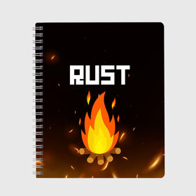 Тетрадь с принтом RUST в Петрозаводске, 100% бумага | 48 листов, плотность листов — 60 г/м2, плотность картонной обложки — 250 г/м2. Листы скреплены сбоку удобной пружинной спиралью. Уголки страниц и обложки скругленные. Цвет линий — светло-серый
 | Тематика изображения на принте: action | game | rust | zombie | апокалипсис. | выживание | зомби | игра | лес | радиация | раст