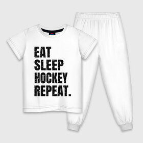 Детская пижама хлопок с принтом EAT SLEEP HOCKEY REPEAT в Петрозаводске, 100% хлопок |  брюки и футболка прямого кроя, без карманов, на брюках мягкая резинка на поясе и по низу штанин
 | boston | bruins | capitals | detroit | eat | eat sleep hockey repeat | hockey | nhl | penguins | pittsburgh | red wings | repeat | sleep | washington | вашингтон кэпиталз | нхл | питтсбург пингвинз | хокей | хоккей