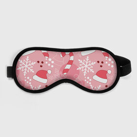 Маска для сна 3D с принтом Новогодний узор на розовом в Петрозаводске, внешний слой — 100% полиэфир, внутренний слой — 100% хлопок, между ними — поролон |  | Тематика изображения на принте: красный | новый год | розовый | санта | снежинка | узор | шапка