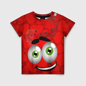 Детская футболка 3D с принтом любовь в Петрозаводске, 100% гипоаллергенный полиэфир | прямой крой, круглый вырез горловины, длина до линии бедер, чуть спущенное плечо, ткань немного тянется | любовь | музыка | ноты | романтика | юмор