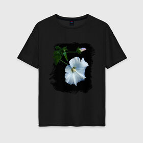 Женская футболка хлопок Oversize с принтом Лаватера в Петрозаводске, 100% хлопок | свободный крой, круглый ворот, спущенный рукав, длина до линии бедер
 | букет | лаватера | лето | растение | сад | фото лаватеры | цветок