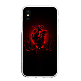 Чехол для iPhone XS Max матовый с принтом Сердце в Петрозаводске, Силикон | Область печати: задняя сторона чехла, без боковых панелей | Тематика изображения на принте: внутренности | кости | красный | любовь | органы | руки | сердце | тьма | черный