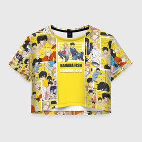 Женская футболка Crop-top 3D с принтом BANANA FISH в Петрозаводске, 100% полиэстер | круглая горловина, длина футболки до линии талии, рукава с отворотами | banana fish | аниме | банановая рыба | эйджи окумуры | эш линкс