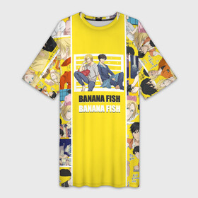 Платье-футболка 3D с принтом BANANA FISH в Петрозаводске,  |  | banana fish | аниме | банановая рыба | эйджи окумуры | эш линкс
