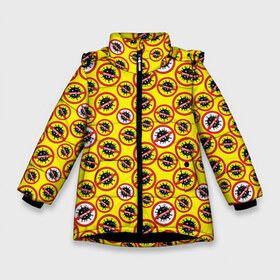 Зимняя куртка для девочек 3D с принтом COVID-19 в Петрозаводске, ткань верха — 100% полиэстер; подклад — 100% полиэстер, утеплитель — 100% полиэстер. | длина ниже бедра, удлиненная спинка, воротник стойка и отстегивающийся капюшон. Есть боковые карманы с листочкой на кнопках, утяжки по низу изделия и внутренний карман на молнии. 

Предусмотрены светоотражающий принт на спинке, радужный светоотражающий элемент на пуллере молнии и на резинке для утяжки. | corona virus | coronavirus | covid 19 | infection | mask | pandem | virus | болезнь | больница | вирус | грипп | зараза | инфекция | карантин | ковид 19 | корона вирус | коронавирус | лихорадка | маска | медицинская маска | пандемия