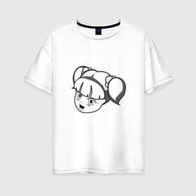 Женская футболка хлопок Oversize с принтом Лицо девочки в Петрозаводске, 100% хлопок | свободный крой, круглый ворот, спущенный рукав, длина до линии бедер
 | аниме | картинки | лицо | люди | мультфильм | популярные | прикольные