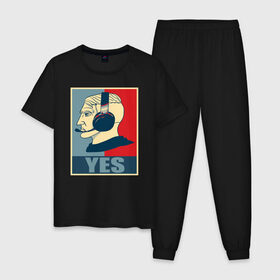 Мужская пижама хлопок с принтом Chad Thundercock в Петрозаводске, 100% хлопок | брюки и футболка прямого кроя, без карманов, на брюках мягкая резинка на поясе и по низу штанин
 | 