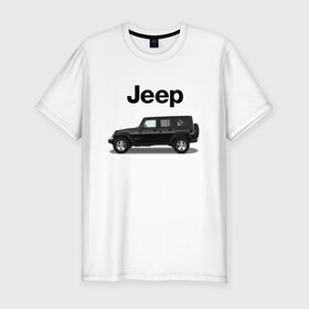 Мужская футболка хлопок Slim с принтом Jeep Wrangler в Петрозаводске, 92% хлопок, 8% лайкра | приталенный силуэт, круглый вырез ворота, длина до линии бедра, короткий рукав | america | avto | car | v8 | машина | скорость
