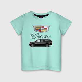 Детская футболка хлопок с принтом Cadillac в Петрозаводске, 100% хлопок | круглый вырез горловины, полуприлегающий силуэт, длина до линии бедер | america | avto | cadillac | car | v8 | машина | скорость