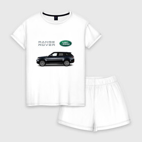 Женская пижама с шортиками хлопок с принтом Land Rover в Петрозаводске, 100% хлопок | футболка прямого кроя, шорты свободные с широкой мягкой резинкой | america | avto | cadillac | car | v8 | машина | скорость