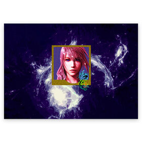 Поздравительная открытка с принтом Final Fantasy в Петрозаводске, 100% бумага | плотность бумаги 280 г/м2, матовая, на обратной стороне линовка и место для марки
 | Тематика изображения на принте: girl | hieroglyph | portrait | девушка | иероглиф | портрет
