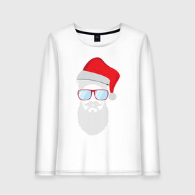 Женский лонгслив хлопок с принтом Santa Hipster в Петрозаводске, 100% хлопок |  | 100 | alter | bad | beard | boy | christmas | dead | death | ego | head | hipster | klaus | life | marry | new | old | omg | real | retro | santa | skull | year | борода | бородач | бро | год | дед | мороз | на | новый | ретро | санта | сти