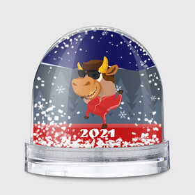 Игрушка Снежный шар с принтом Бычара 2021 в Петрозаводске, Пластик | Изображение внутри шара печатается на глянцевой фотобумаге с двух сторон | 2021 | 7 января | bull | newyear | santa | бык | быки | бычок | год быка | дед мороз | корова | новогодние каникулы | новогодние праздники | новый 2021 | новый год | новый год 2021 | рождество | сани | санта | санта клаус