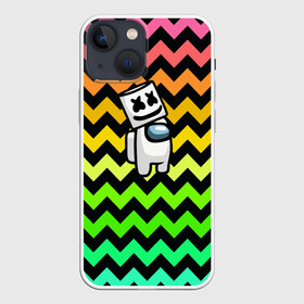 Чехол для iPhone 13 mini с принтом Among Us Marshmello в Петрозаводске,  |  | Тематика изображения на принте: 2021 | among us | impostor | space mafia | sus.puffballs united | амонг ас | амонг единорог | в космосе | импостор | инопланетяне | инопланетянин | маршмелло | новогодний амонг ас | ракета | с новым годом | самозванец